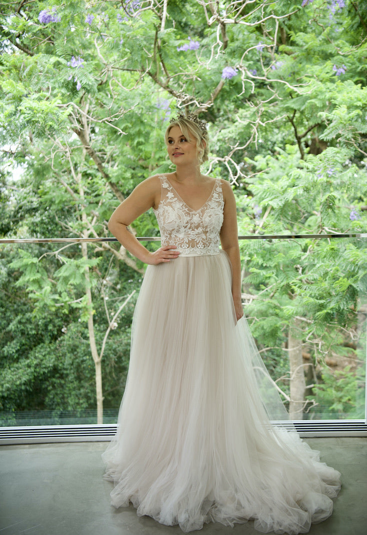 Two Piece Wedding Dress - Hepburn Skirt in Champagne
