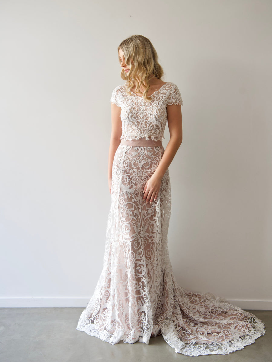 Two Piece Wedding Dress -Dania Embellished Bodice