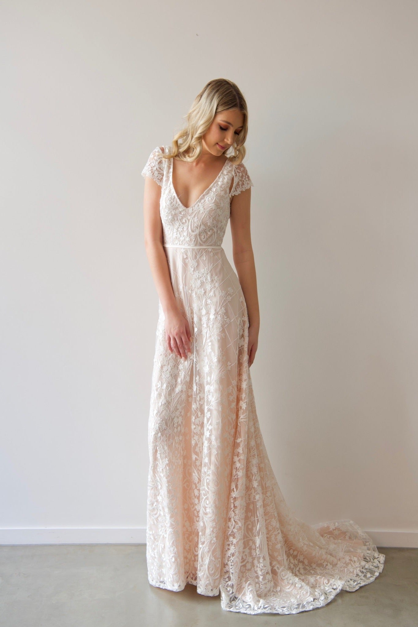 Havier Gown with Removable Capped Sleeves