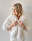 Lizzie Beth Fur Poncho - White