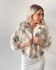 Lizzie Beth Fur Poncho - Neutrals