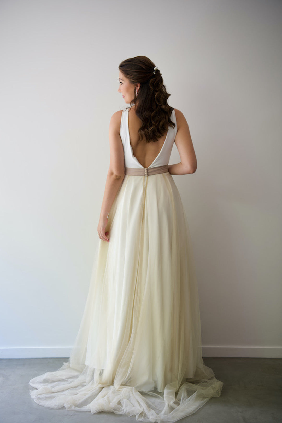 Cowl Back Wedding Dress
