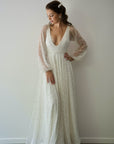 Halo Gown with Milky Off White Underlay