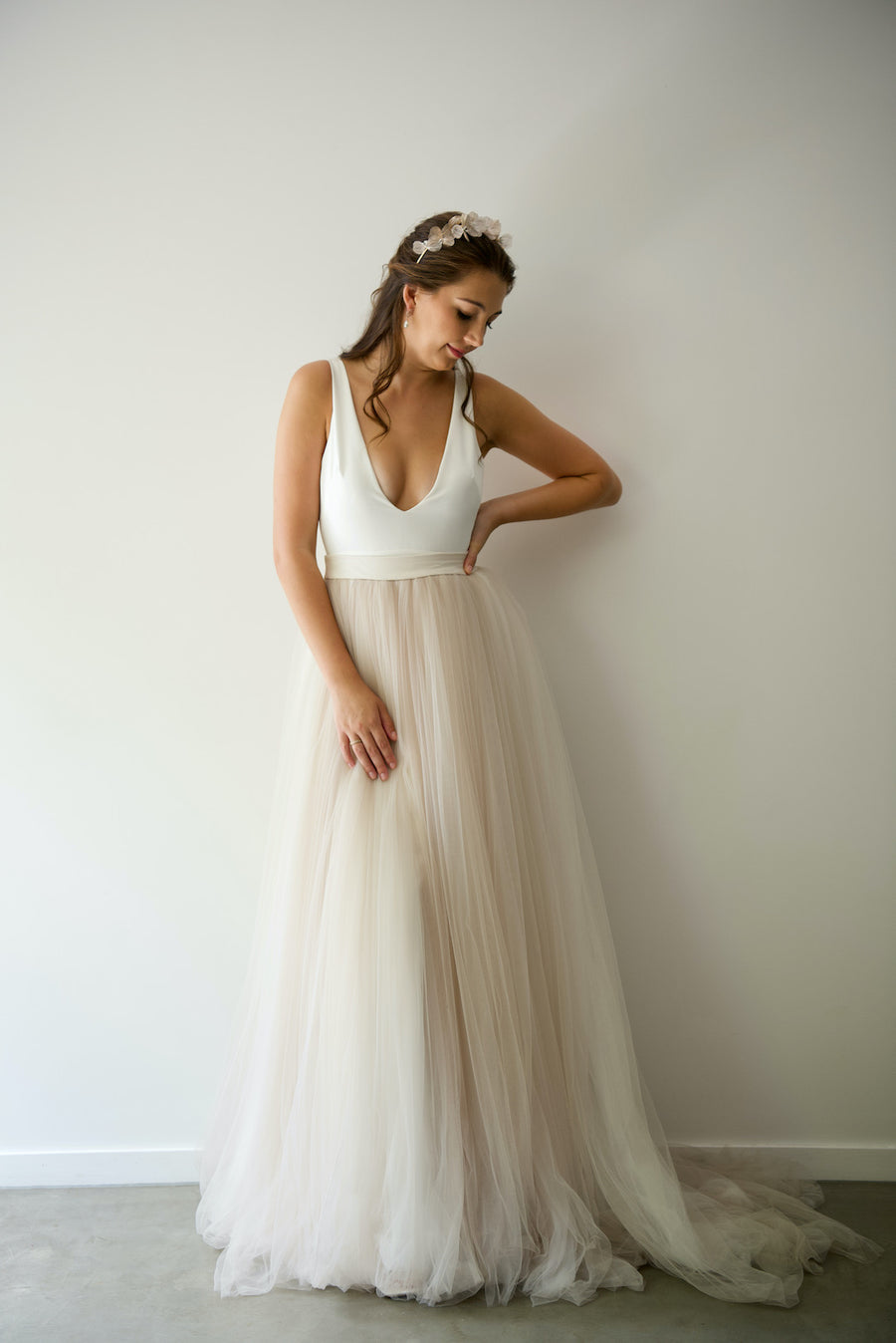 Two Piece Wedding Dress - Hepburn Skirt in Champagne
