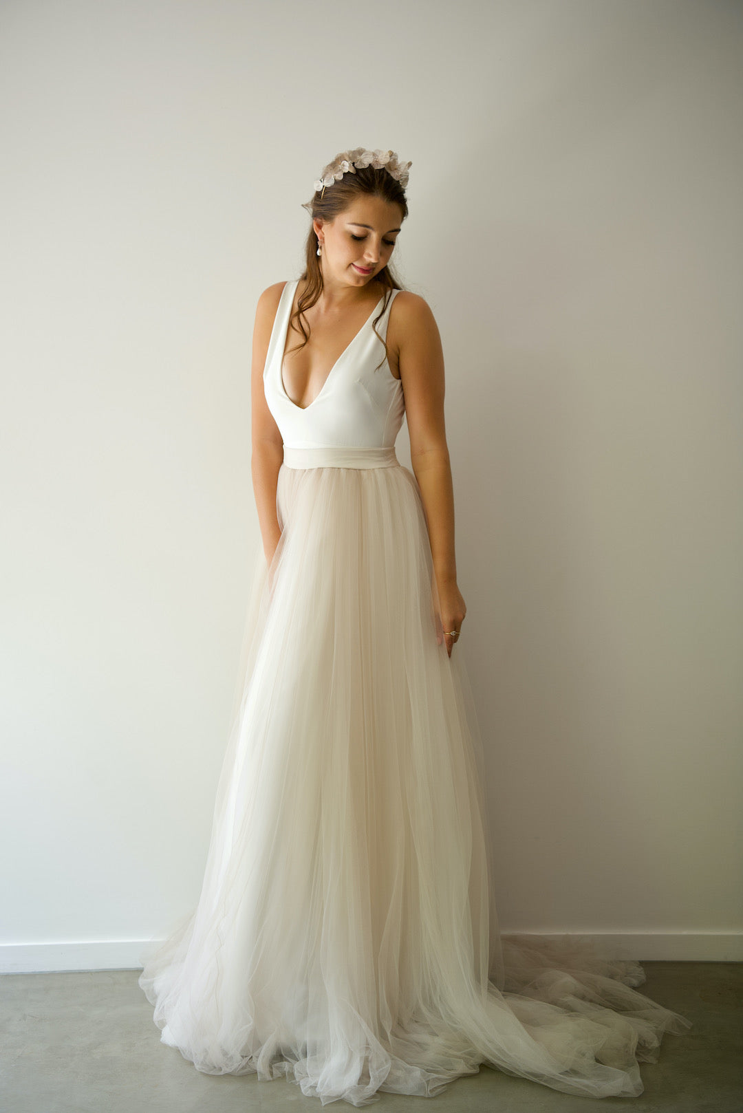 Two Piece Wedding Dress - Hepburn Skirt in Champagne