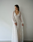 Houston Gown With Long Sleeves and Oyster Underlay