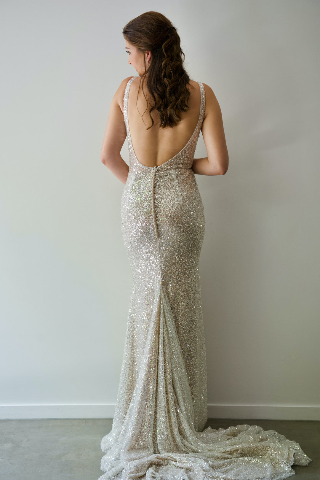 Cowl Back Wedding Dress