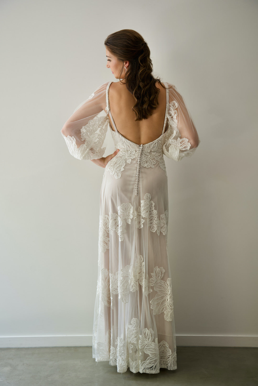 Cowl Back Wedding Dress