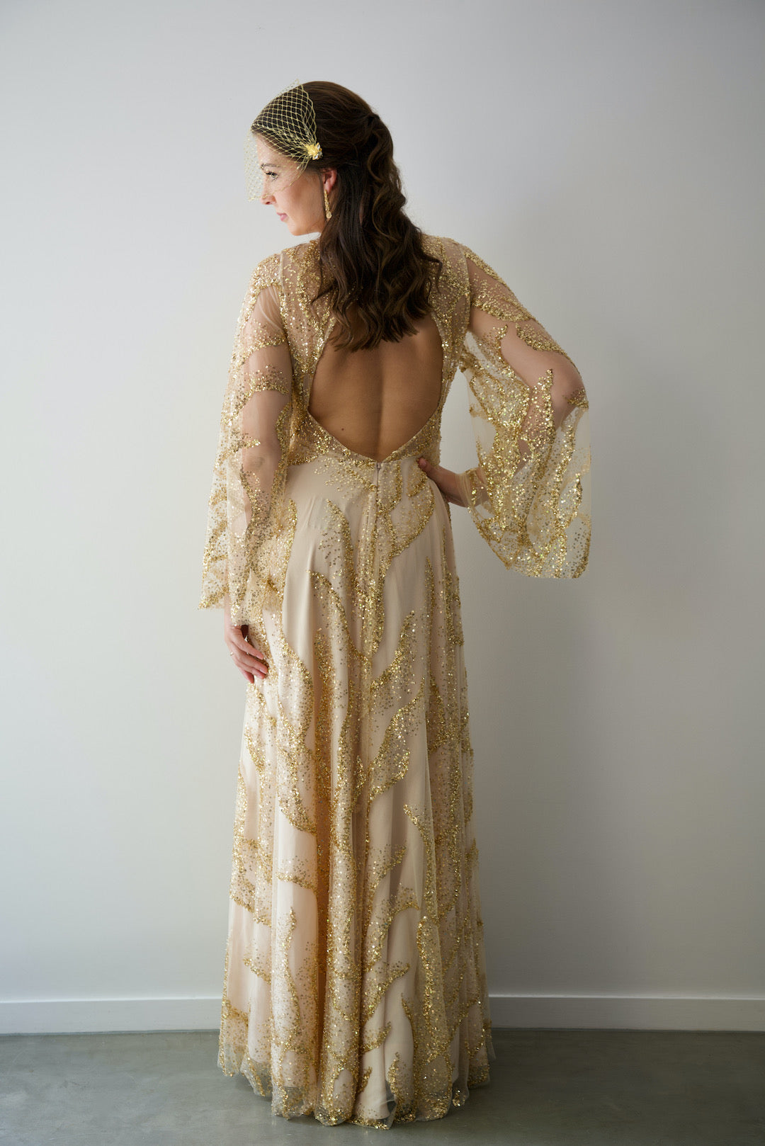 Cowl Back Wedding Dress