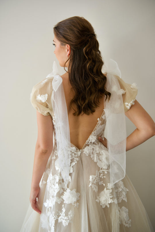 chiffon wedding dress australia Lace Two-Piece Wedding Dress with Structured Bodice