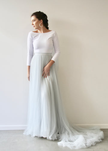 Two Piece Wedding Dress - Long Sleeve Bodice