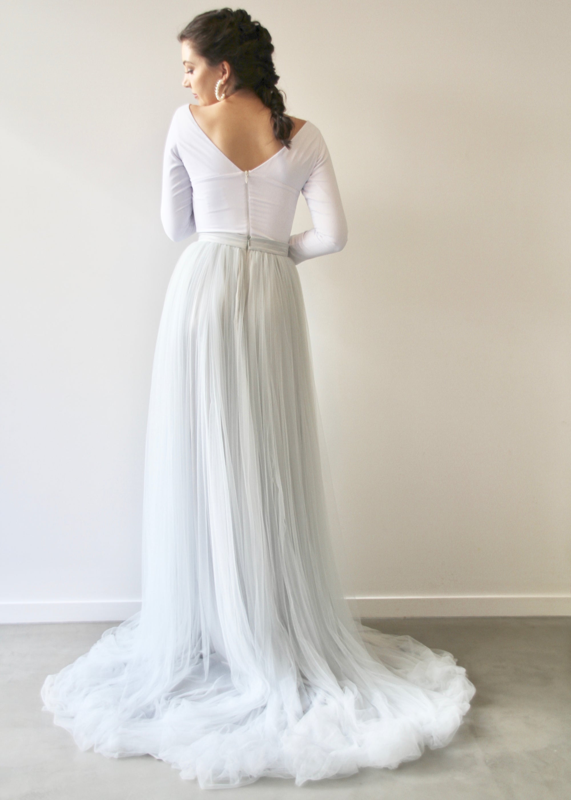 Two Piece Wedding Dress - Long Sleeve Bodice