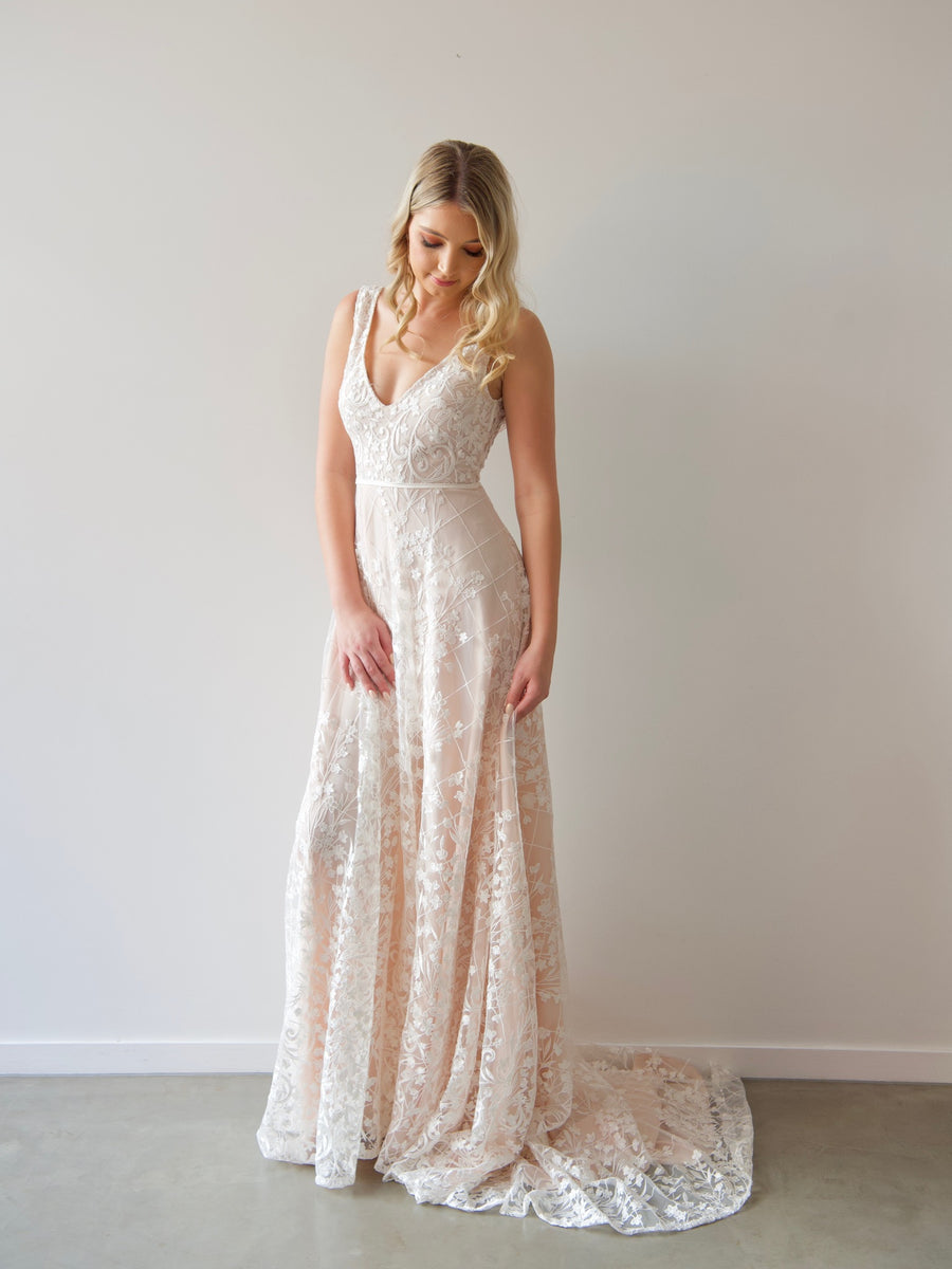 Havier Gown with Removable Capped Sleeves